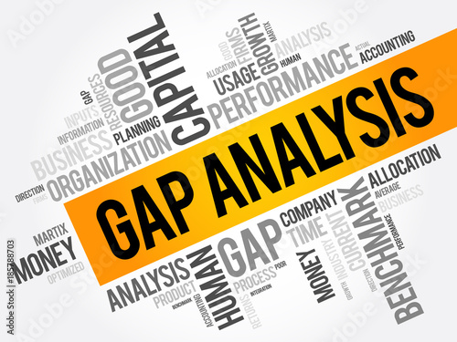 Gap Analysis word cloud collage, business concept background