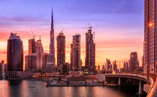 Print op canvas Dubai downtown skyline