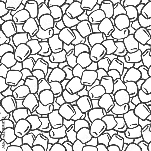 Seamless black and white vector pattern with maize corn kernels. 
