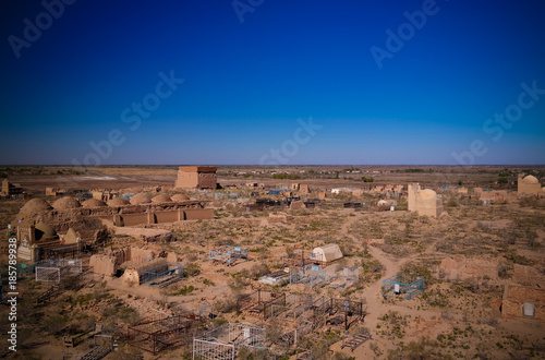 Panorama view to Mizdakhan cemetery, khodjeyli, Karakalpakstan, Uzbekistan photo