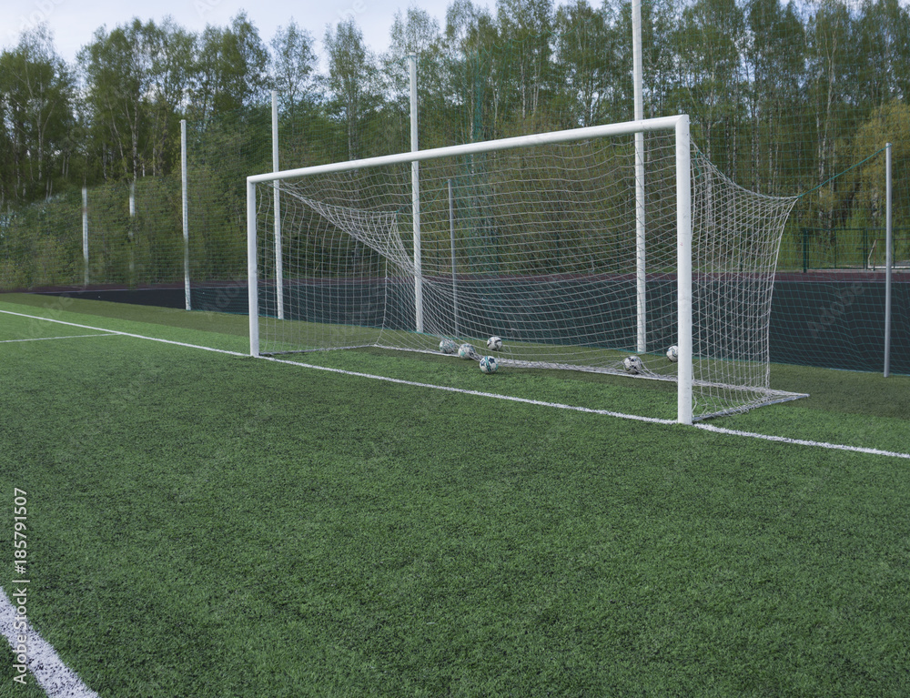 soccer gate goal on green grass