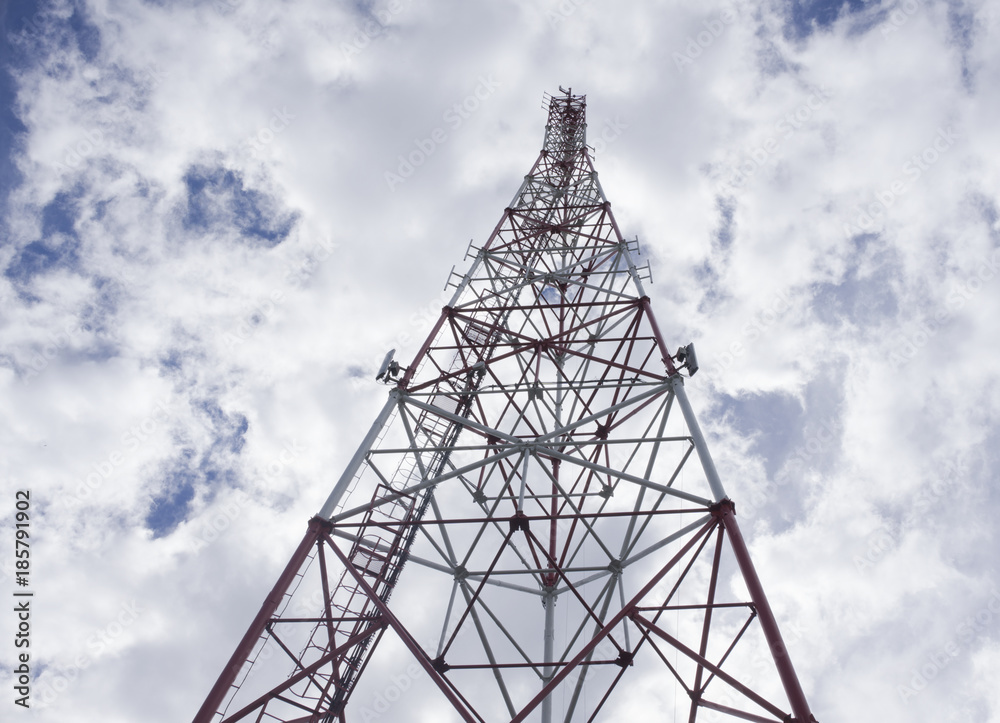 Radio communication tower weathered with some rust Radio communication tower weathered with some rust