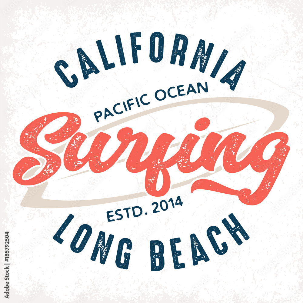 California Long Beach Surfing - Tee Design For Print
