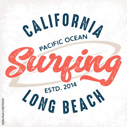 California Long Beach Surfing - Tee Design For Print