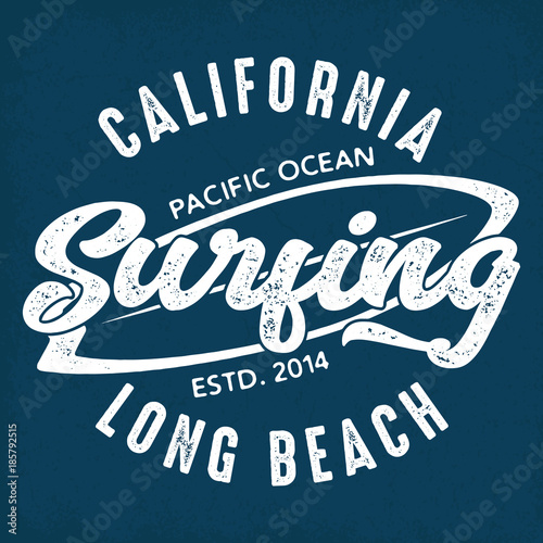California Long Beach Surfing - Tee Design For Print