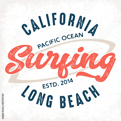California Long Beach Surfing - Tee Design For Print
