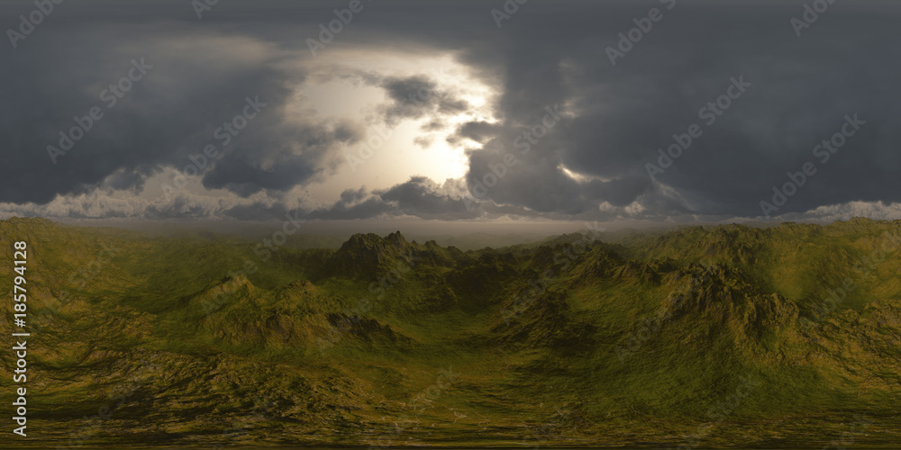 panorama of green hills landscape . made with one 360 degree lense camera without any seams. ready for vr360 virtual reality panorama of green hills landscape . made with one 360 degree lense camera without any seams. ready for vr360 virtual reality