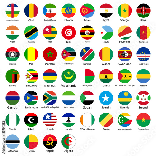 set of African flags in the form of a circle