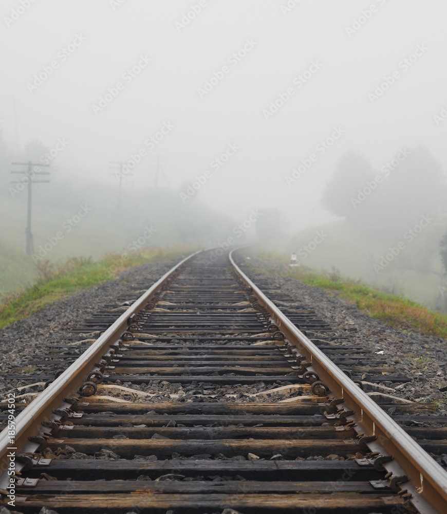 Fototapeta premium Fog and mist at railway