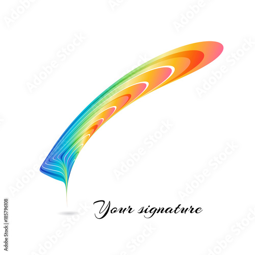 Colorful feather on white, vector illustration