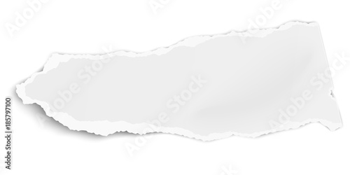 Torn paper piece with soft shadow isolated on white background. Vector illustration.
