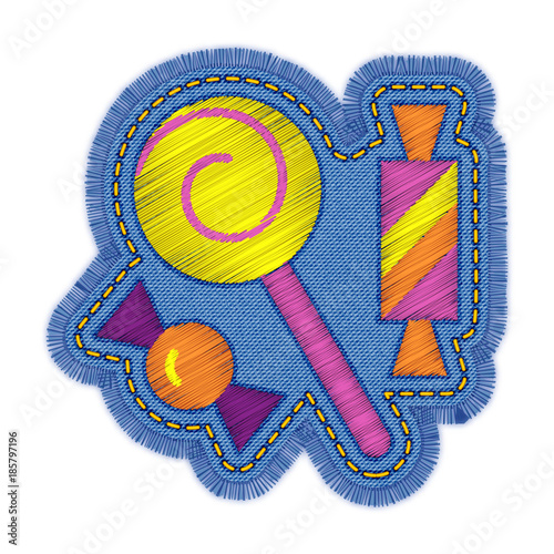 Halloween candy embroidery denim patch design