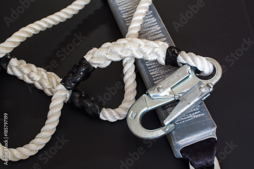 White nylon rope and carabine.