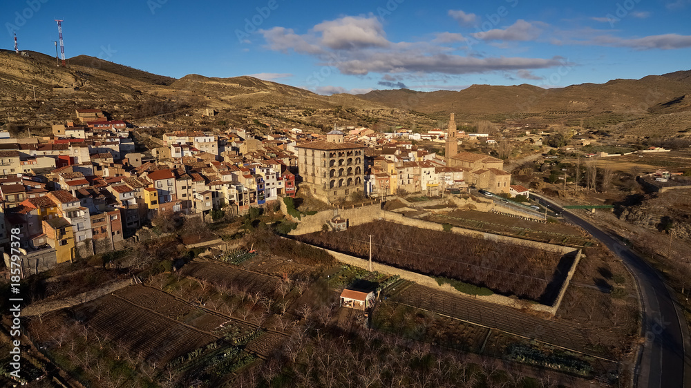 Panoramic view of Igea village in La Rioja province, Spain