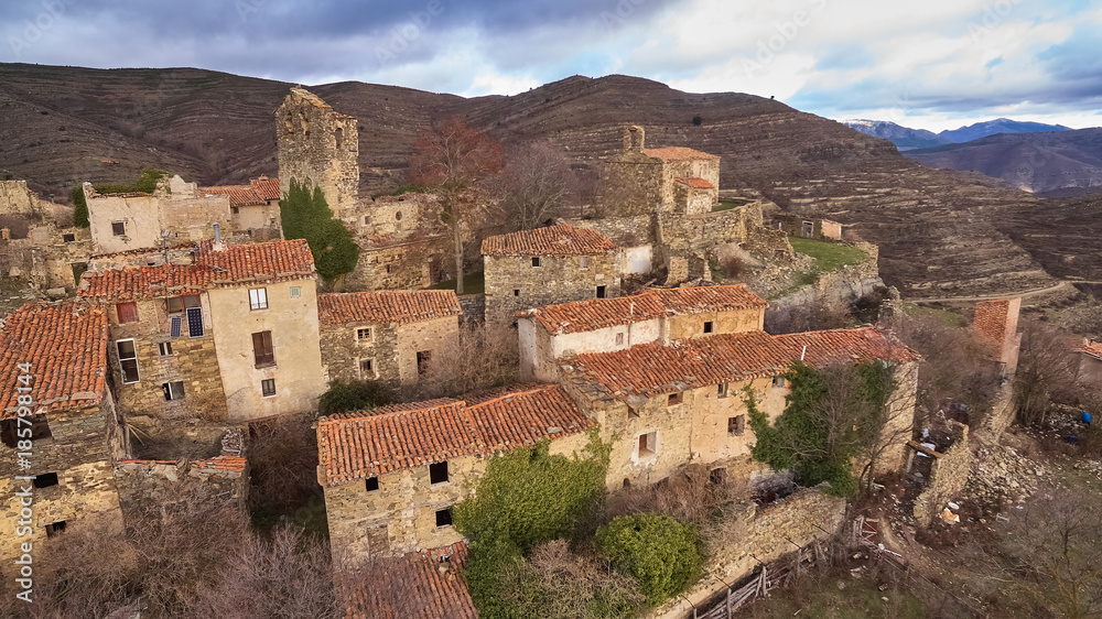 San Vicente de Munilla ghost village in La Rioja, Spain