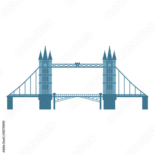 Photography London Tower Bridge, England, United Kingdom symbol and tourist attraction, cartoon vector illustration isolated on white background