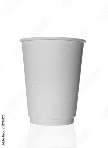 Paper or Plastic cup isolated on white background, white disposable cup 