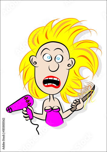 young girl having a bad hair day