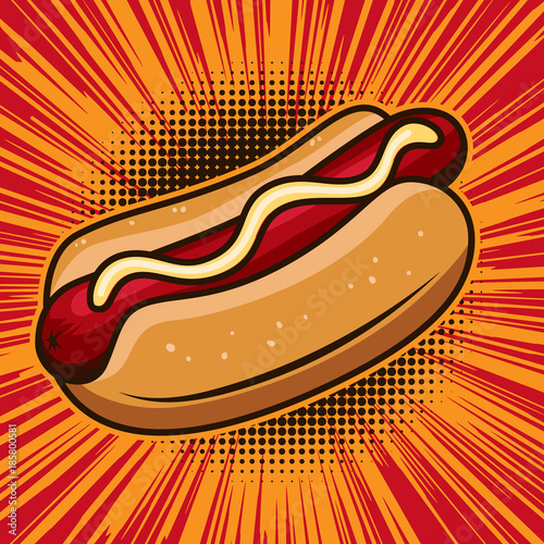 Fotótapéta Hot dog illustration in comic style