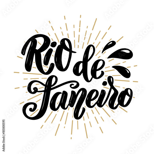 Rio de Janeiro. Hand drawn lettering phrase.