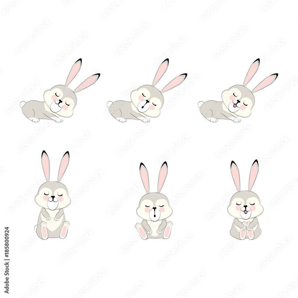 character grey sleepy Bunny. character grey sleepy Bunny.