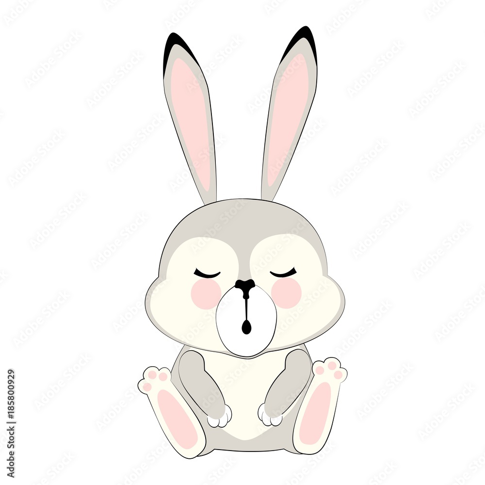 Fototapeta premium character grey sleepy Bunny.