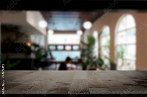 Empty wooden table and room interior decoration background, product montage display, window background