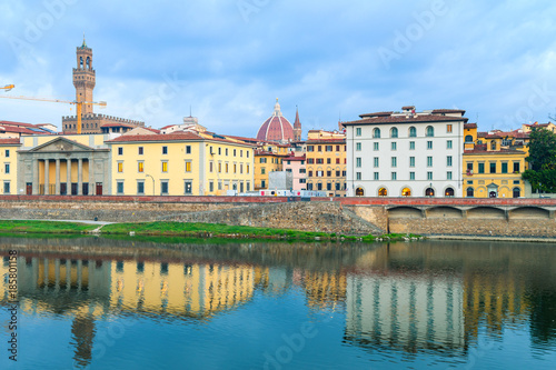 panoramic view of florence over arno river, italy