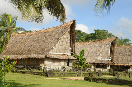The community Meeting house known as a Pebai  on Yap island, Micronesia
