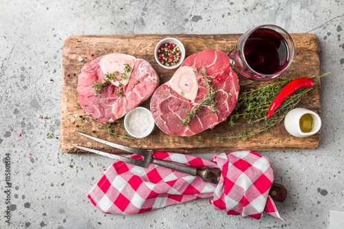 Fresh veal shank slices photo