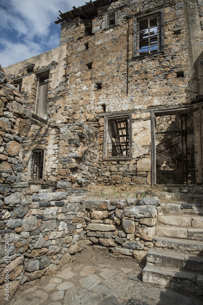 Spinalonga, Crete, Greece Ruins of the former Leper Colony