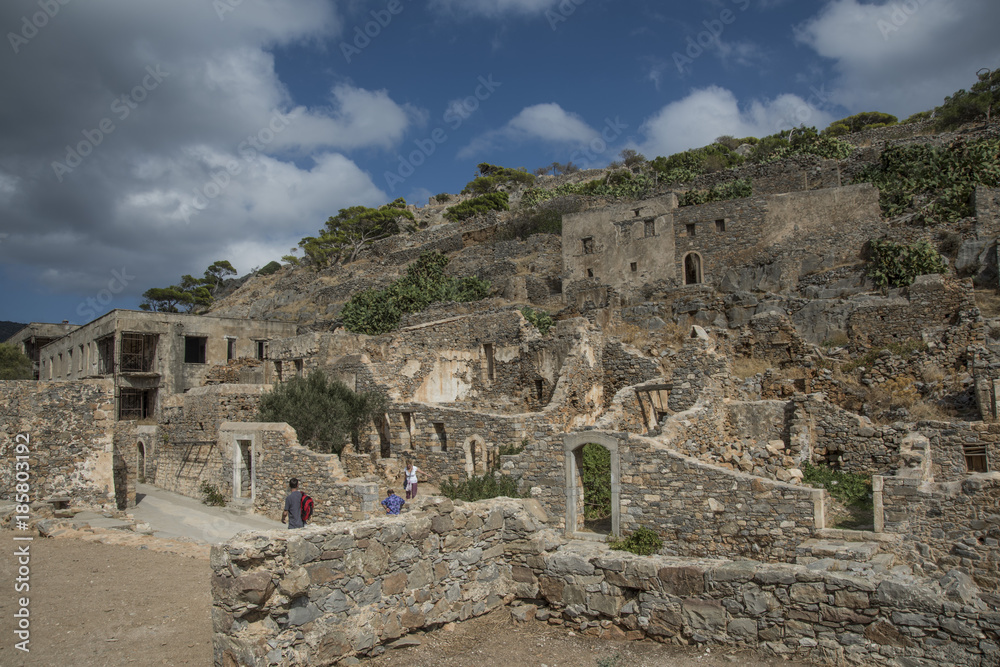 Spinalonga, Crete, Greece Ruins of the former Leper Colony