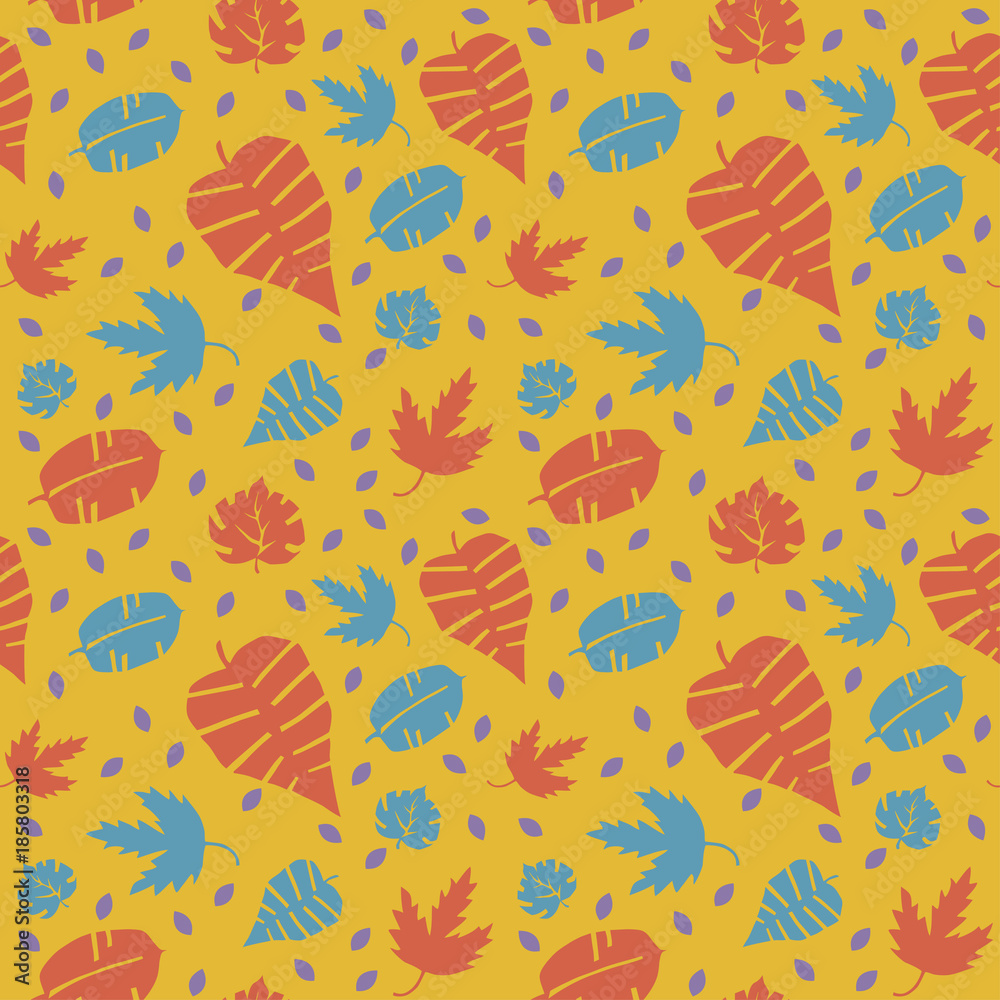 Seamless pattern with autumn leaves in a retro style. Can be used for textile, website background, book cover, packaging. Seamless pattern with autumn leaves in a retro style. Can be used for textile, website background, book cover, packaging.