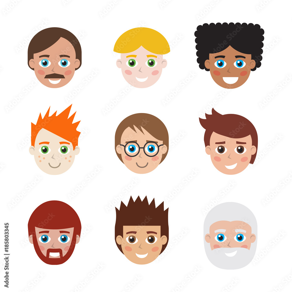 Set of avatars, flat icons for web. Set of avatars, flat icons for web.