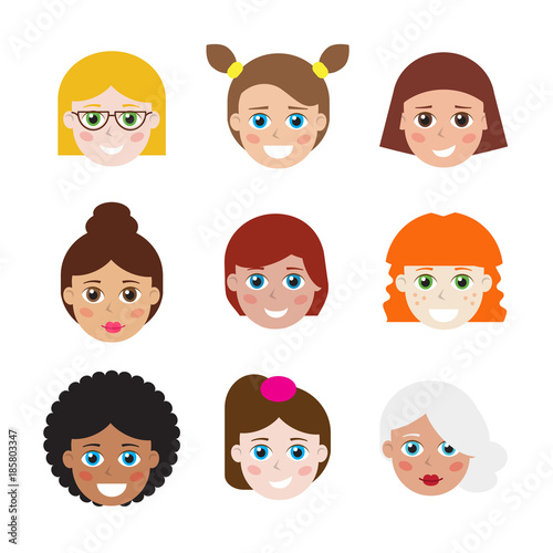 Set of avatars, flat icons for web. Beautiful vector design.