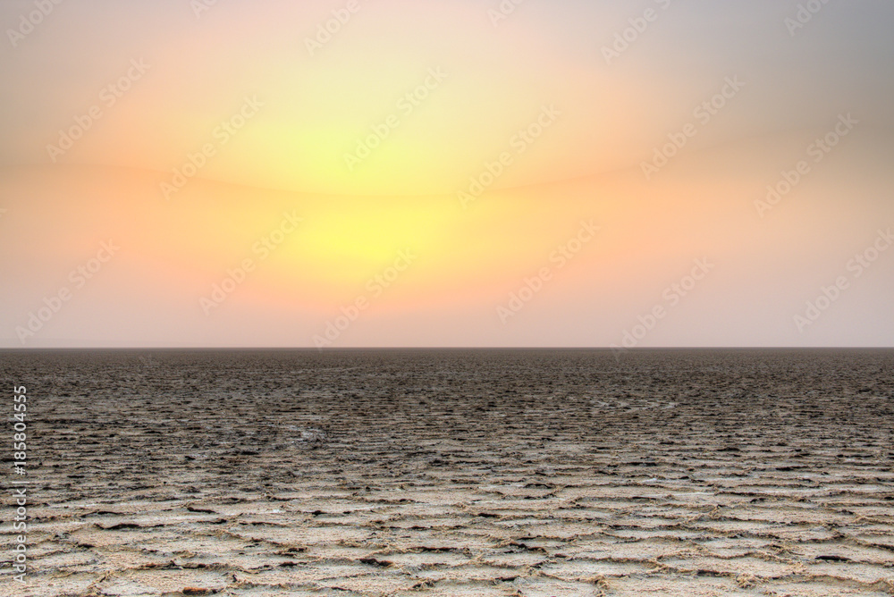 Salt flates in the Maranjab desert near Kashan, Iran.