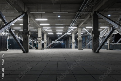 Dark industrial interior at underground