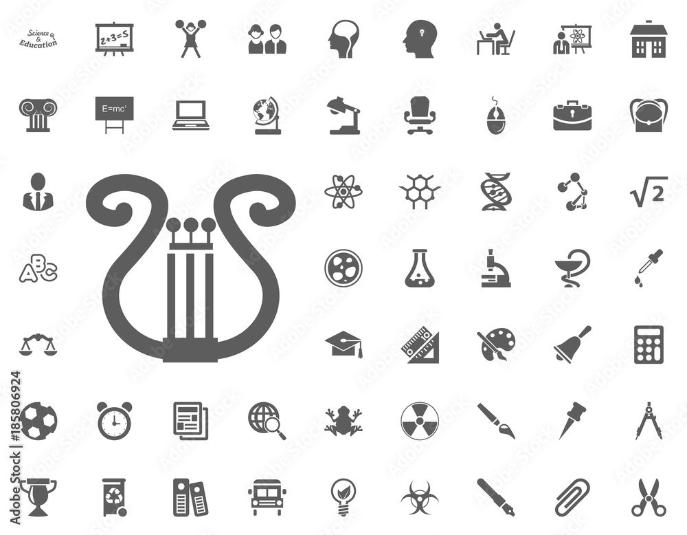 Fototapeta premium Harp musical instrument icon. science and education vector icons set.