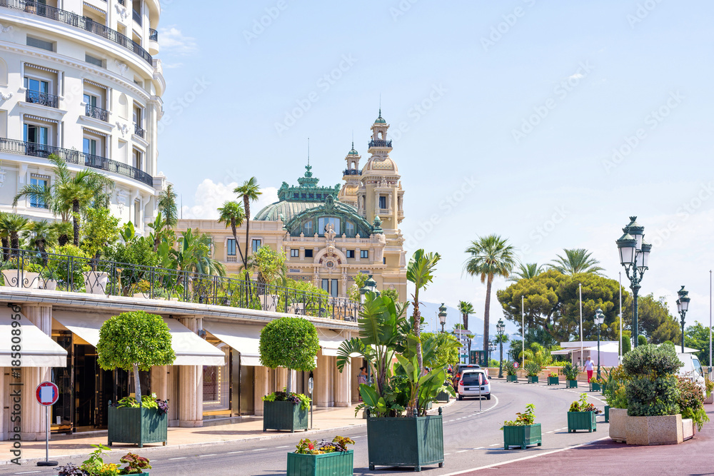Daylight sunny view to buildings and streets of Monaco, France