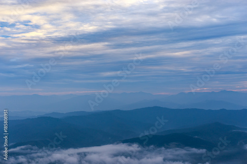Beautiful cloudy weather in mountains, cloudy and fog © DarKinG