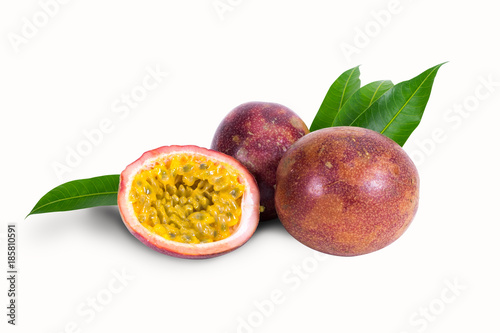 Fresh passion fruit isolated on white background with clipping path