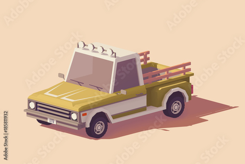 Vector low poly pickup truck