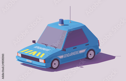 Vector low poly French gendarmerie car
