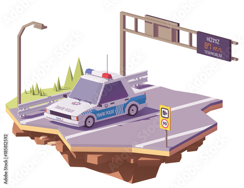 Vector low poly Turkish police car