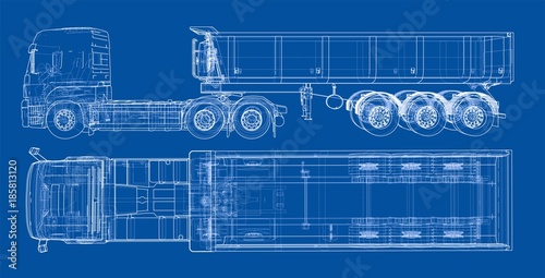 European truck outlined vector