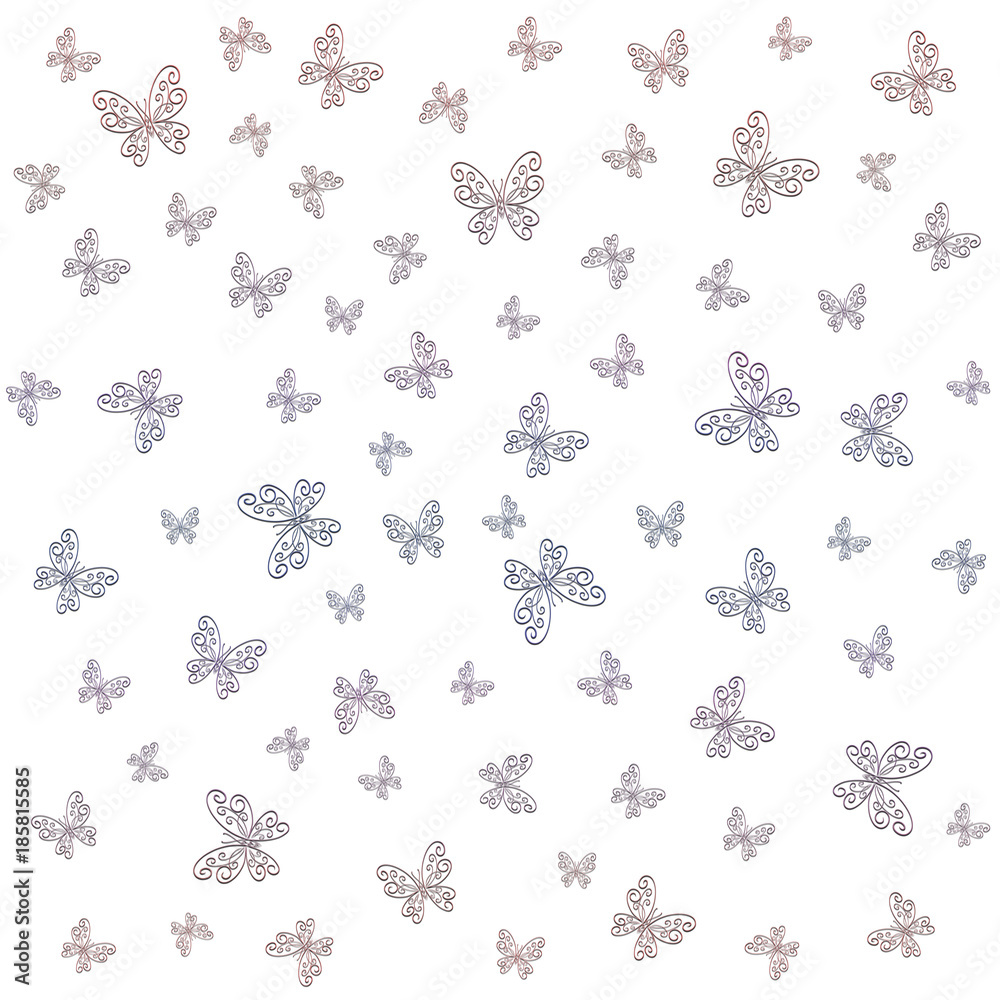 background with graceful butterflies from curls background with graceful butterflies from curls