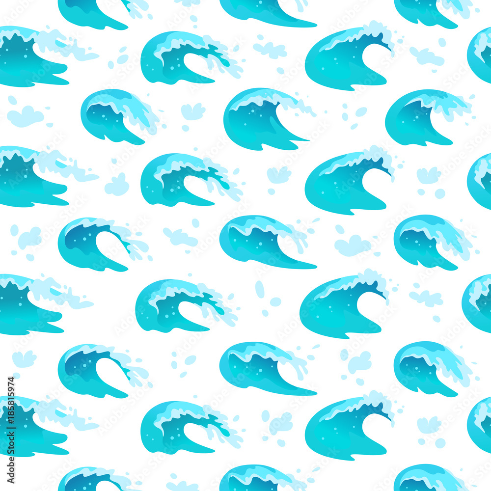 Vector seampless marine pattern with blue water waves isolated on white background in blue colors. Good for packaging paper design, banner background, product package. Vector seampless marine pattern with blue water waves isolated on white background in blue colors. Good for packaging paper design, banner background, product package.