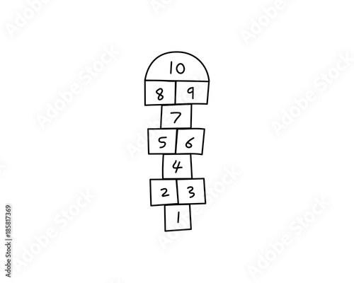 Drawing of a Hopscotch court or game, vector illustration.