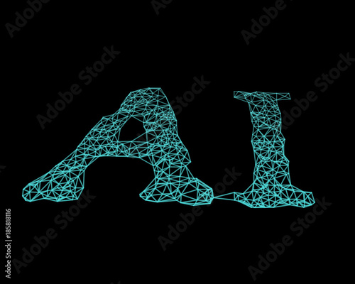 Generative AI text with network line. Vector. Concept of artificial intelligence, AI