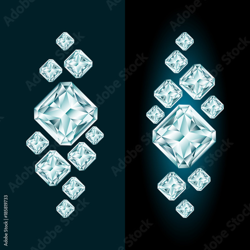 Abstract diamond composition with and without glow